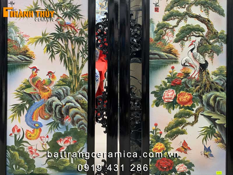 Tranh sứ tứ quý Tùng Cúc Trúc Mai 05×1m may mắn phong thủy đẹp Tranh sứ tứ quý Tùng Cúc Trúc Mai 05×1m may mắn phong thủy đẹp