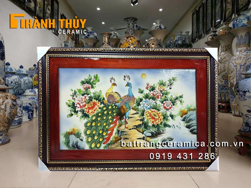 Tranh sứ Bát Tràng công danh phú quý cao cấp 45×75 quà tặng phong thủy