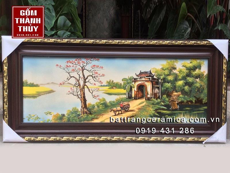 Tranh gốm sứ cảnh quê 60x1200 đẹp bình yên, quà tặng ý nghĩa