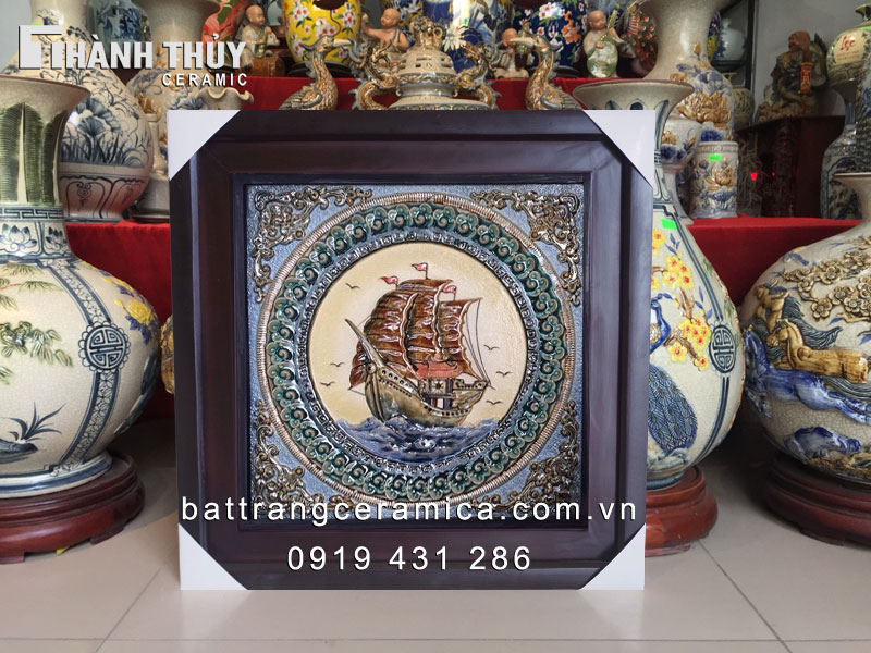 Tranh sứ Thuận Buồm Xuôi Gió 50cm đẹp độc đáo, ý nghĩa tài lộc, quà tặng 