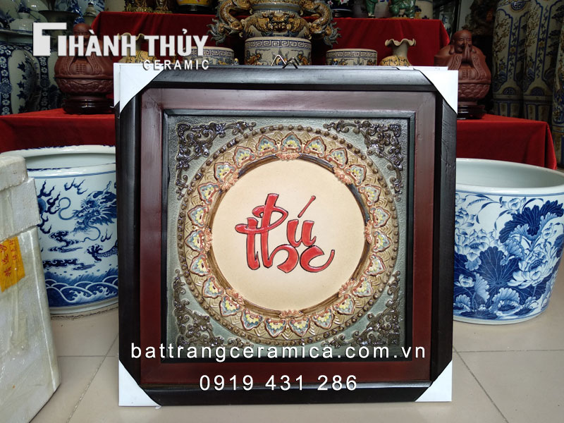 Tranh chữ Phúc Bát Tràng 50x50 cm đẹp độc đáo quà tặng ý nghĩa