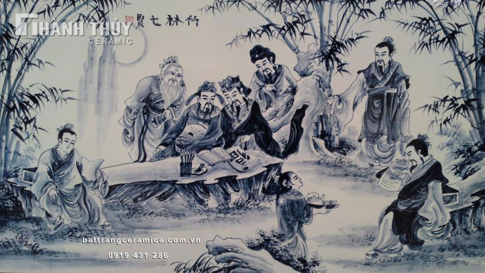 Tranh Trúc Lâm Thất Hiền Men Tràm Cổ Chất Lượng Giá Tốt