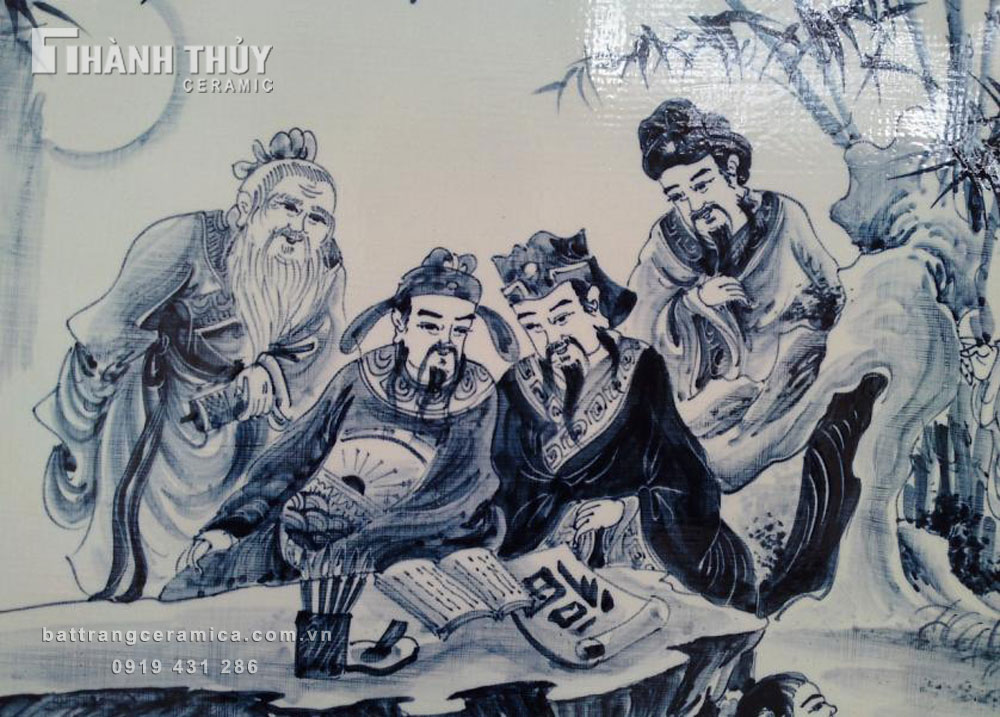Tranh Trúc Lâm Thất Hiền Men Tràm Cổ Chất Lượng Giá Tốt