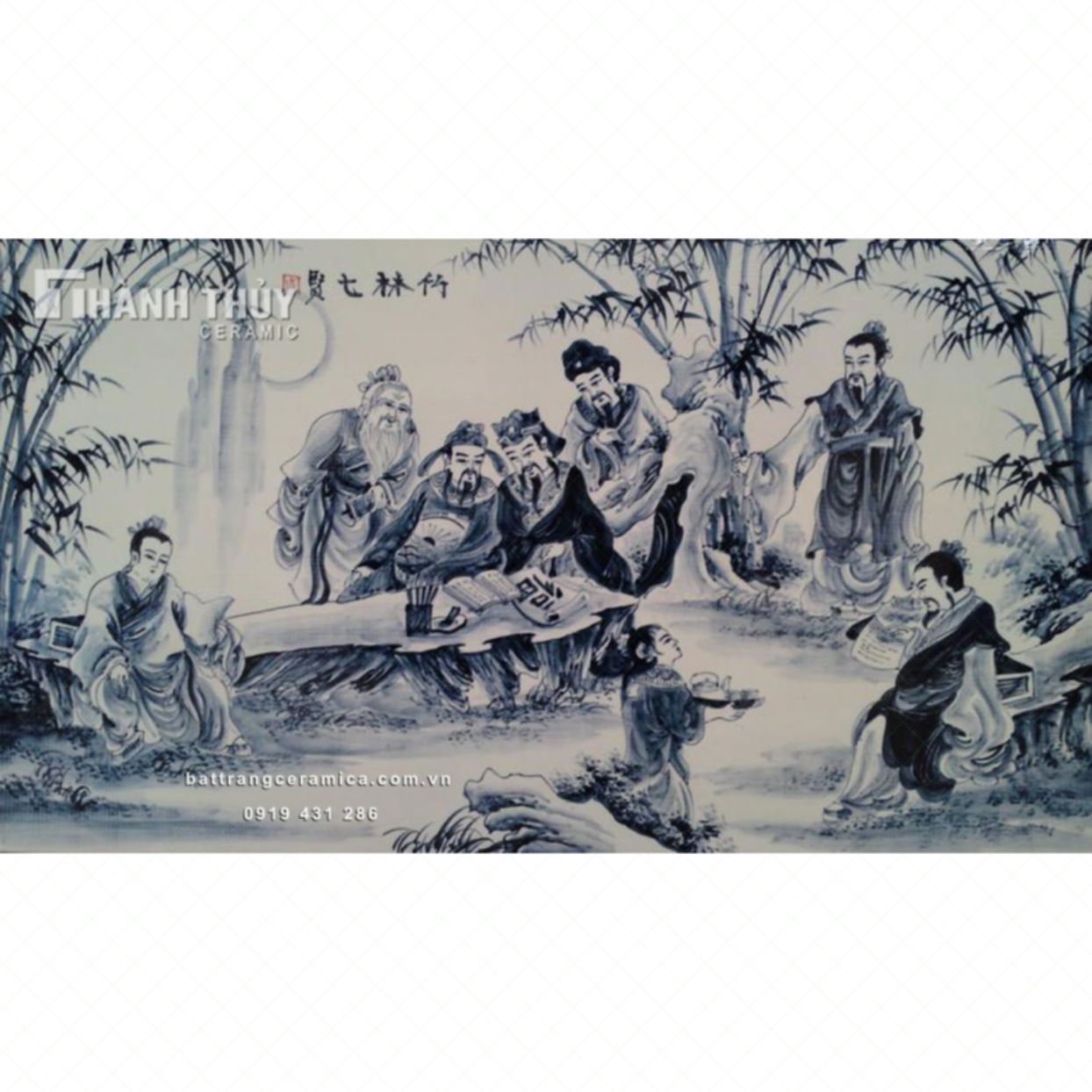 Tranh Trúc Lâm Thất Hiền Men Tràm Cổ Chất Lượng Giá Tốt 