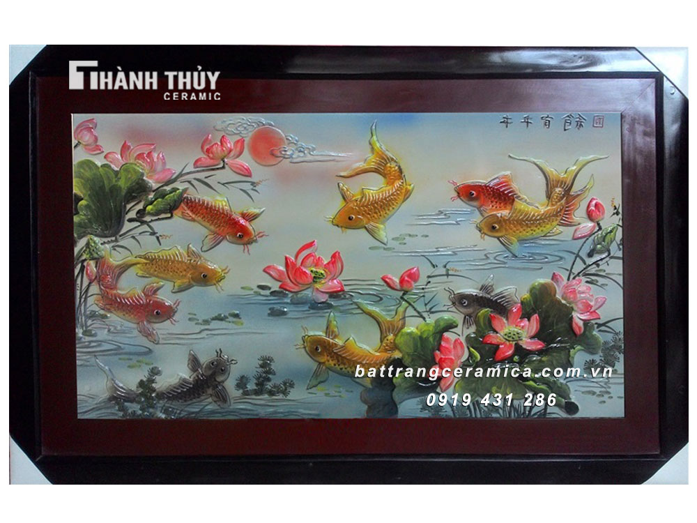 Tranh phong thủy Cửu Ngư Quần Hội 2 đẹp sang tài lộc vượng phát Tranh phong thủy Cửu Ngư Quần Hội 2 đẹp sang tài lộc vượng phát