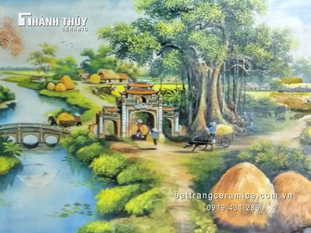 Tranh sứ cảnh quê 02 đẹp tinh tế trang trí phòng khách giá tốt Tranh sứ cảnh quê 02 đẹp tinh tế trang trí phòng khách giá tốt
