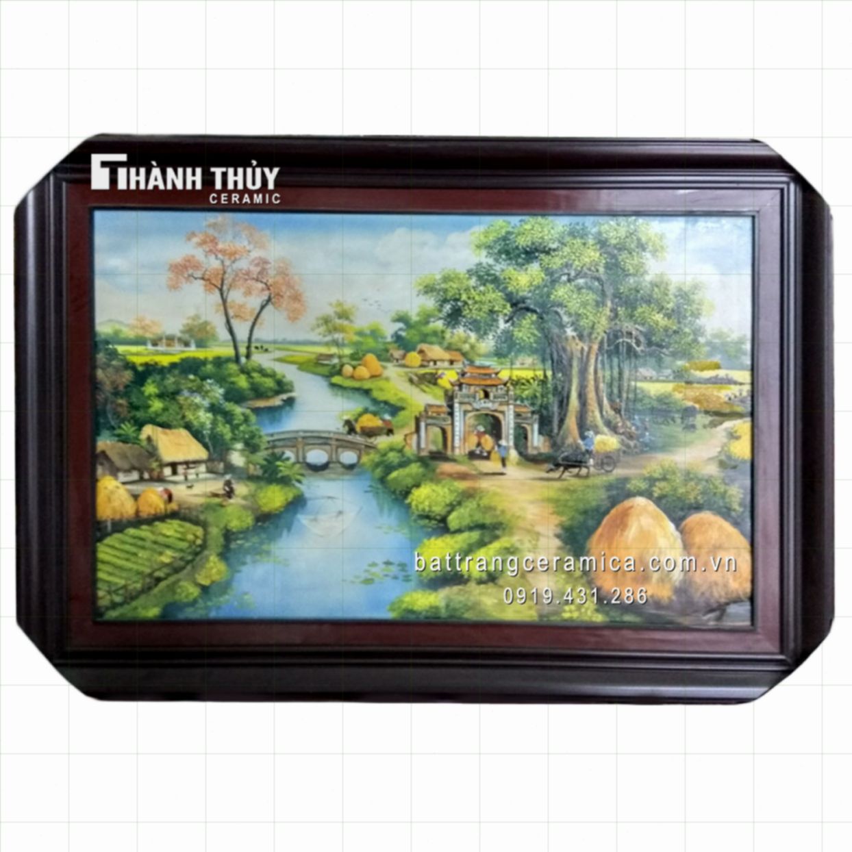 Tranh sứ cảnh quê 02 đẹp tinh tế trang trí phòng khách giá tốt 