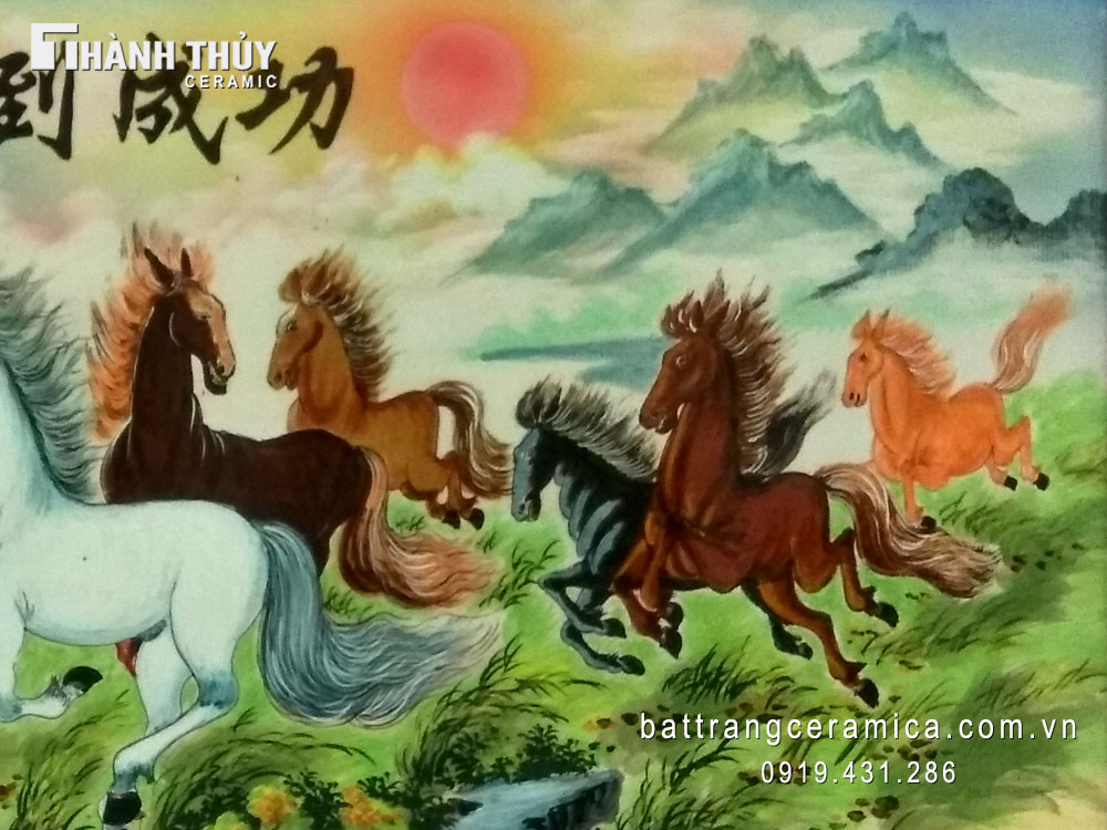 Tranh sứ Mã đáo thành công 65x98 cm sang trọng phong thủy Tranh sứ Mã đáo thành công 65x98 cm sang trọng phong thủy