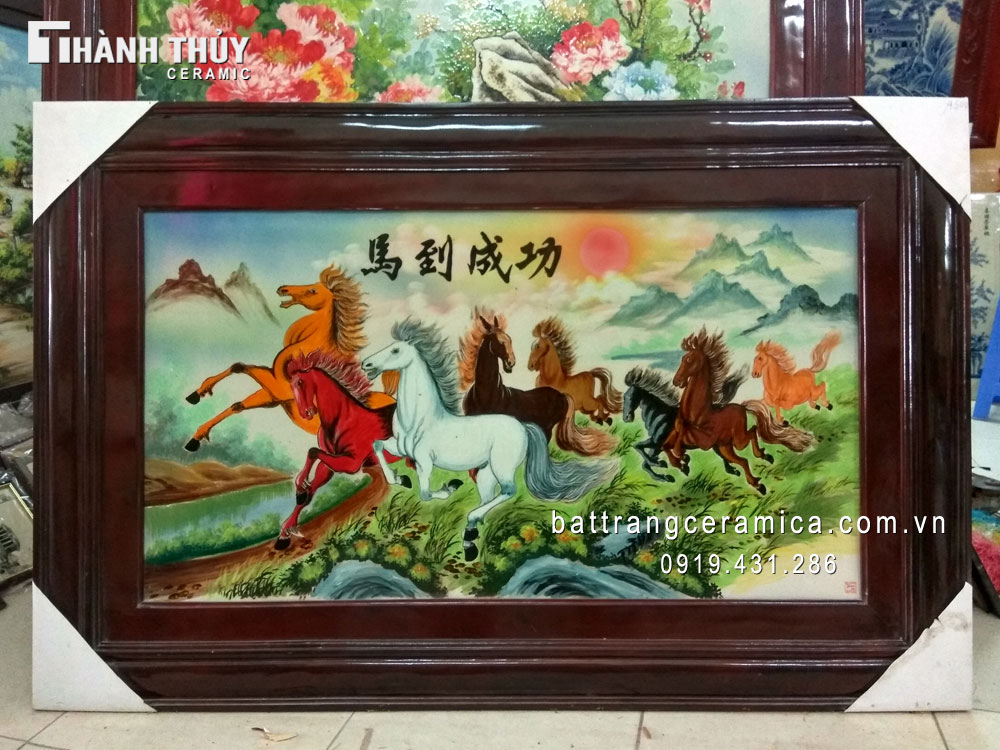 Tranh sứ Mã đáo thành công 65x98 cm sang trọng phong thủy Tranh sứ Mã đáo thành công 65x98 cm sang trọng phong thủy