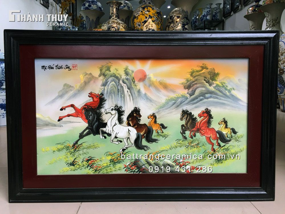 Tranh sứ mã đáo thành công bát mã truy phong mạnh mẽ Tranh sứ mã đáo thành công bát mã truy phong mạnh mẽ