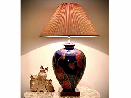 Đèn ngủ tím gốm Bát Tràng hoa sen sang trọng quà tặng 