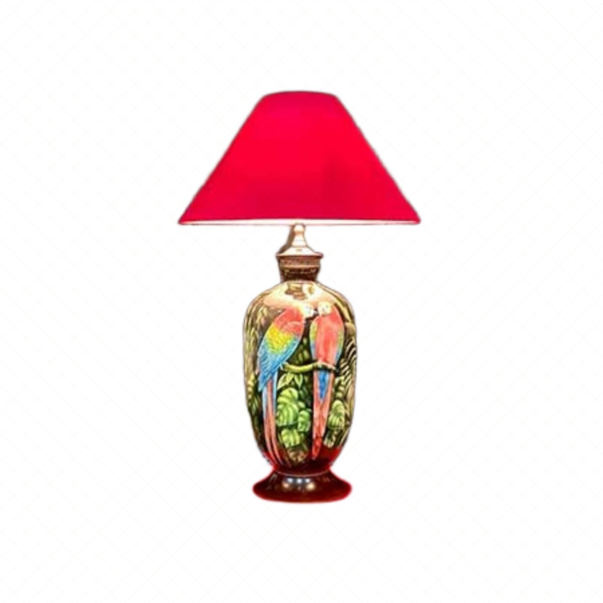 Đèn bàn gốm sứ vẹt đỏ đuôi dài cao cấp trang trí phòng ngủ chất lượng 