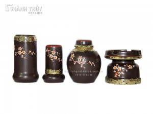 Phụ kiện bộ ấm chén hoa Mai đồng độc đáo quà tặng ý nghĩa