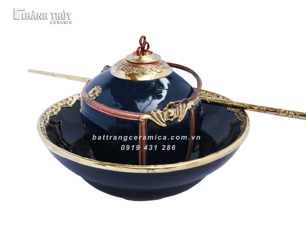 Bát điếu chai chivas xanh bọc đồng Bát Tràng tinh xảo sang trọng độc đáo