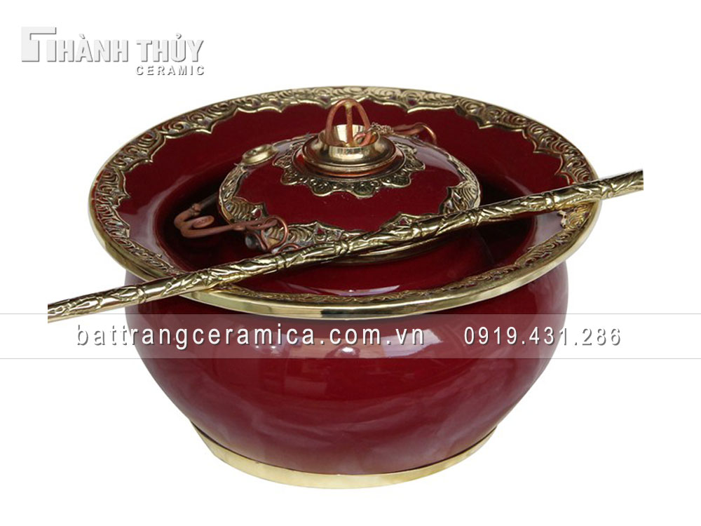 Điếu bát đồng men nâu D20cm phong cách độc đáo quà tặng giá tốt