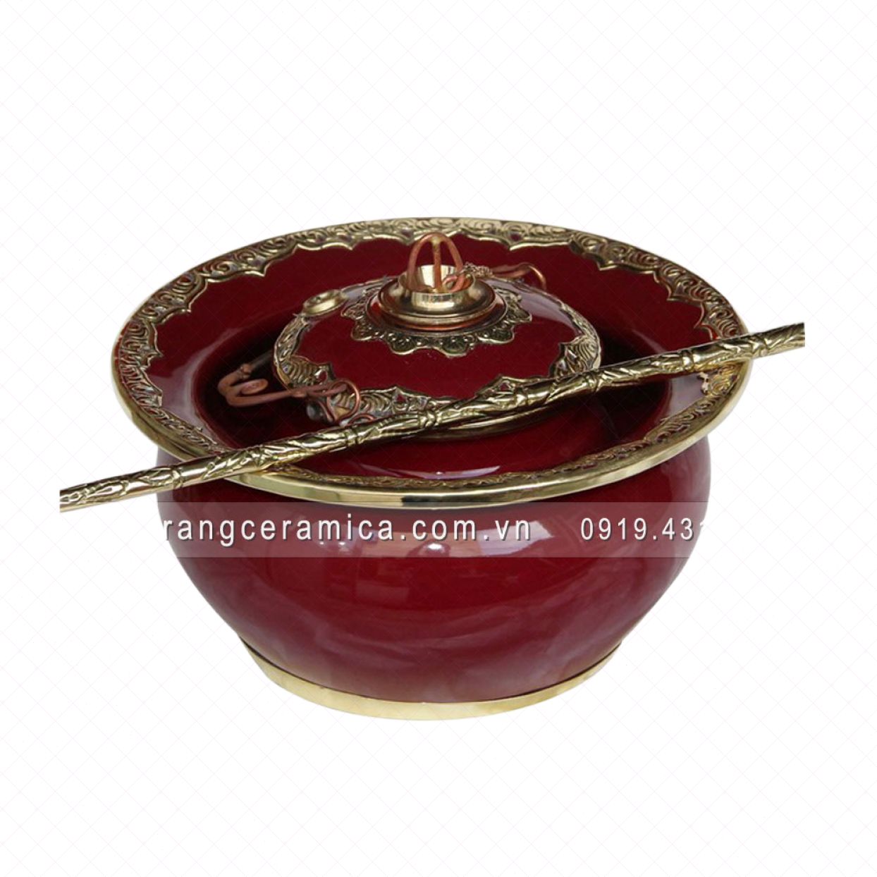 Điếu bát đồng men nâu D20cm phong cách độc đáo quà tặng giá tốt 