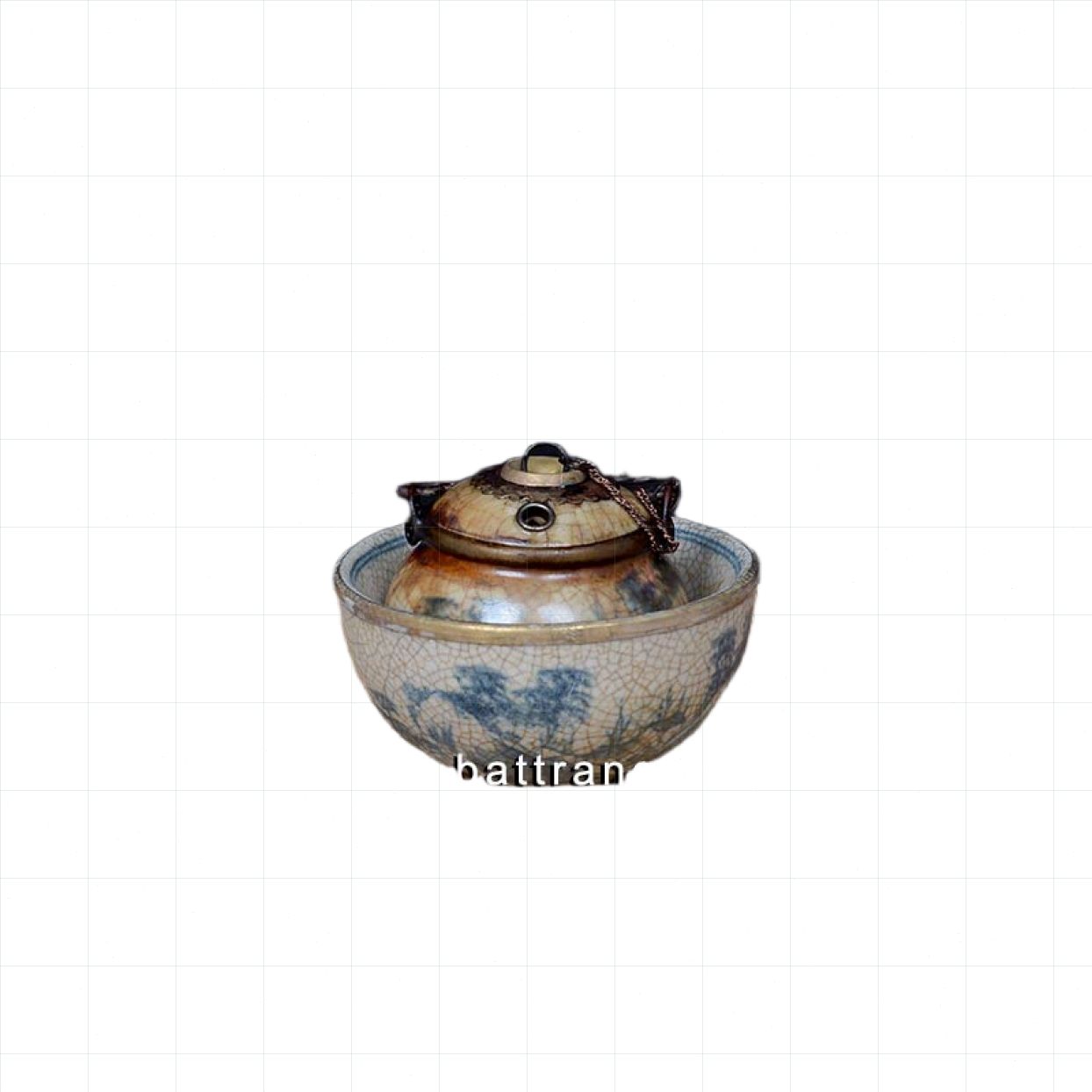 Điếu bát mini giả cổ Bát Tràng bọc đồng độc đáo tiện lợi 