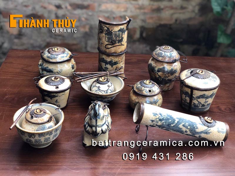 Điếu bát mini cá chép Bát Tràng men rạn giả cổ độc đáo
