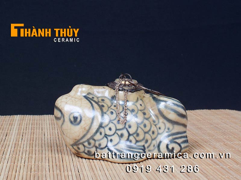 Điếu bát mini cá chép Bát Tràng men rạn giả cổ độc đáo 
