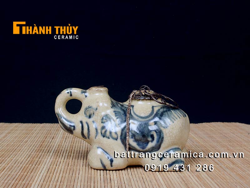 Điếu bát mini voi Bát Tràng men rạn giả cổ đồng độc đáo 