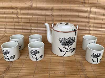 Ấm tích pha trà xanh hoa cúc 1 lít quà tặng sang trọng tiện dụng 