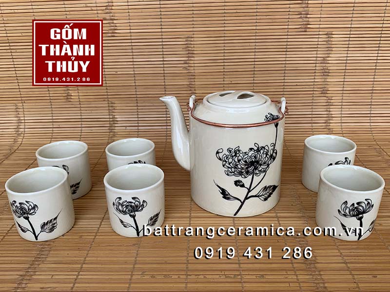 Ấm tích pha trà xanh hoa cúc 1 lít quà tặng sang trọng tiện dụng Ấm tích pha trà xanh hoa cúc 1 lít quà tặng sang trọng tiện dụng