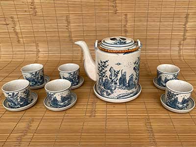 Ấm tích men rạn Trúc Lâm Thất Hiền 1L quà tặng đẹp bền 