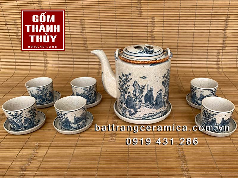 Ấm tích men rạn Trúc Lâm Thất Hiền 1L quà tặng đẹp bền Ấm tích men rạn Trúc Lâm Thất Hiền 1L quà tặng đẹp bền