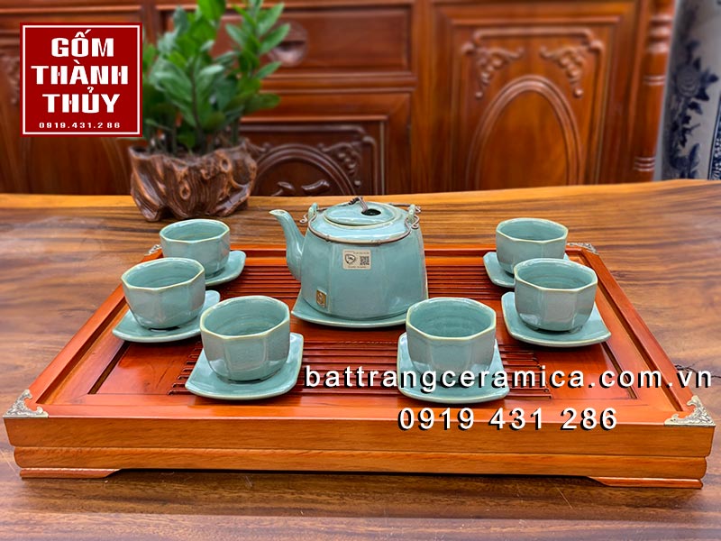 Bộ ấm chén Bát Tràng gốm sứ cao cấp sang trọng giá tốt 