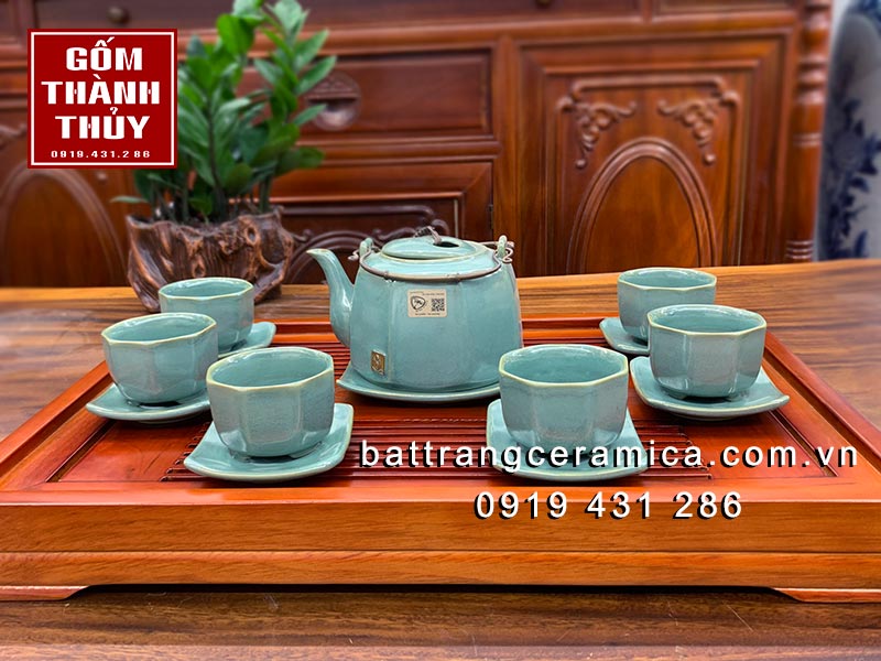 Bộ ấm chén Bát Tràng gốm sứ cao cấp sang trọng giá tốt