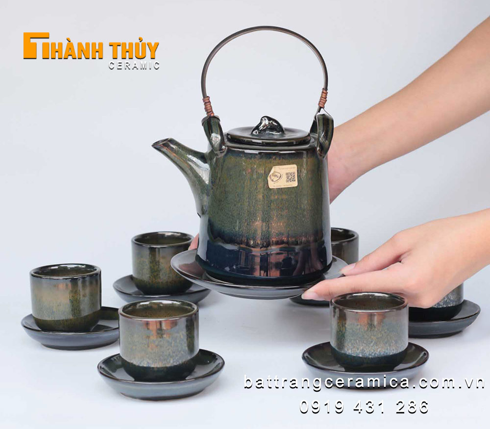 Bộ ấm tích hoả biến xanh ngọc lục tinh xảo sang trọng quà tặng 