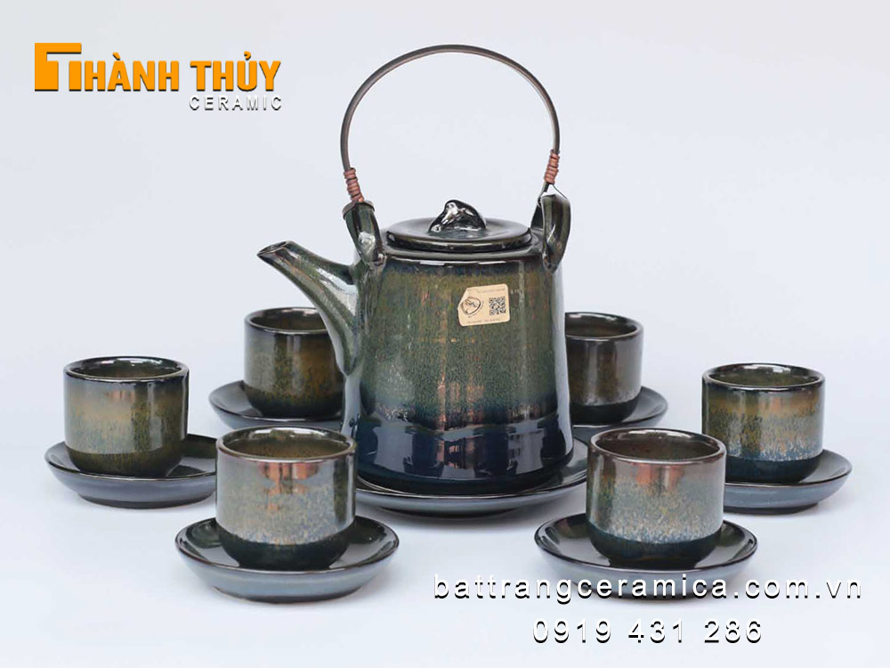 Bộ ấm tích hoả biến xanh ngọc lục tinh xảo sang trọng quà tặng