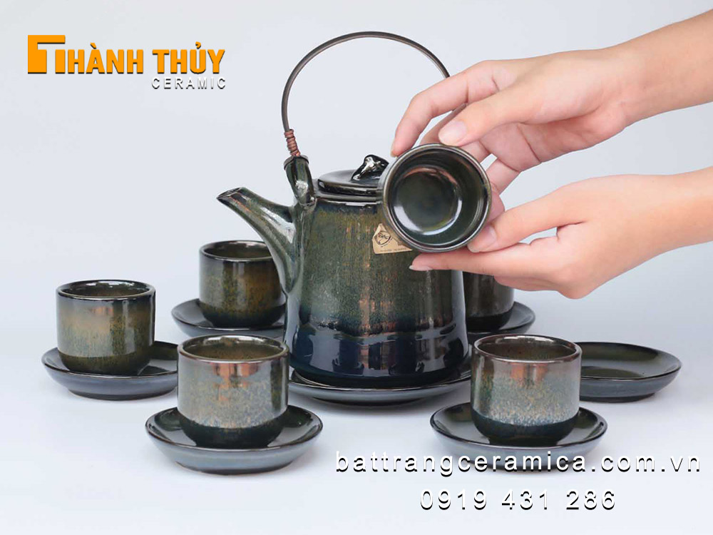 Bộ ấm tích hoả biến xanh ngọc lục tinh xảo sang trọng quà tặng