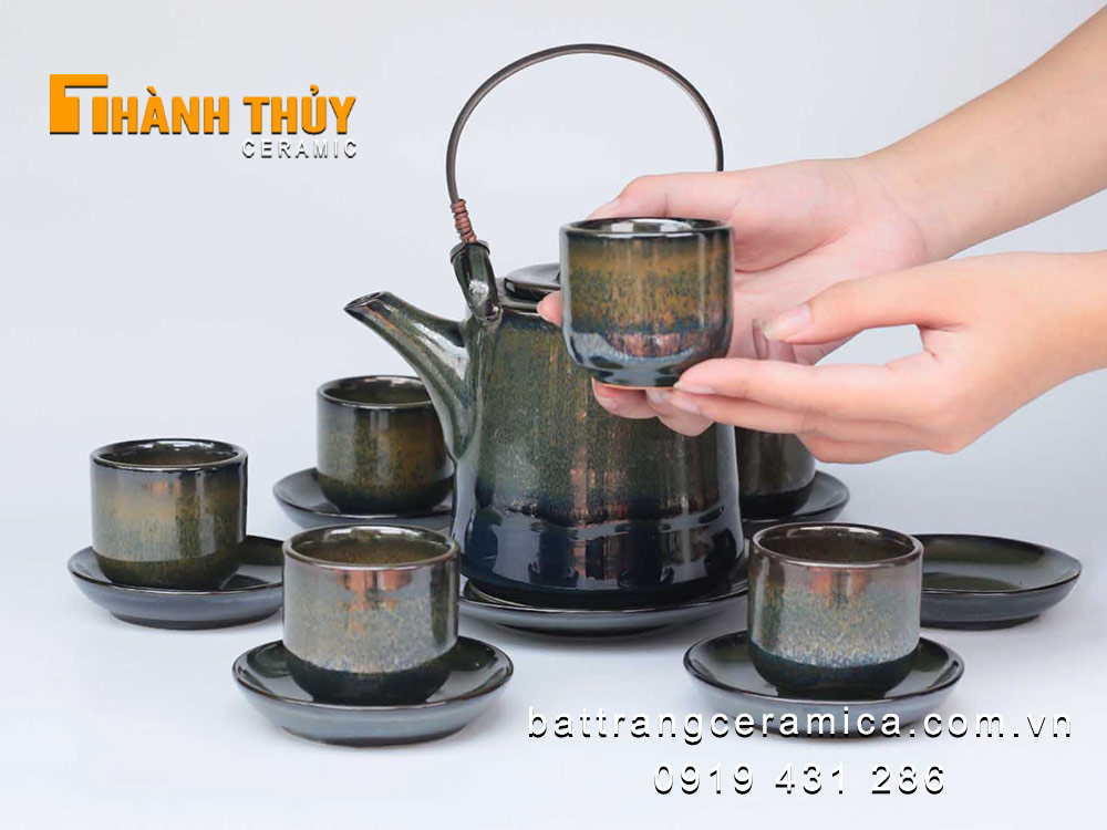 Bộ ấm tích hoả biến xanh ngọc lục tinh xảo sang trọng quà tặng
