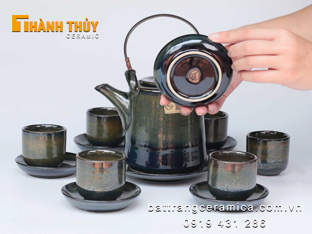 Bộ ấm tích hoả biến xanh ngọc lục tinh xảo sang trọng quà tặng