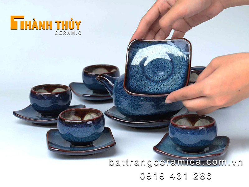 Bộ ấm chén hỏa biến xanh đại dương sang trọng chất lượng đẹp
