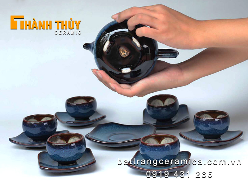 Bộ ấm chén hỏa biến xanh đại dương sang trọng chất lượng đẹp