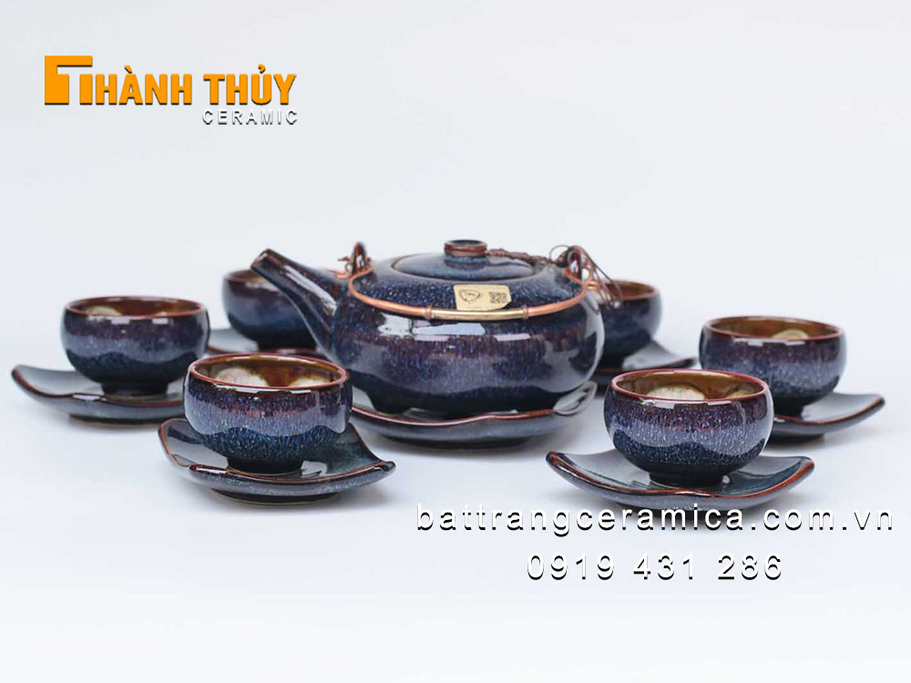 Bộ ấm hỏa biến tím thạch anh cao cấp sang trọng quà tặng ý nghĩa