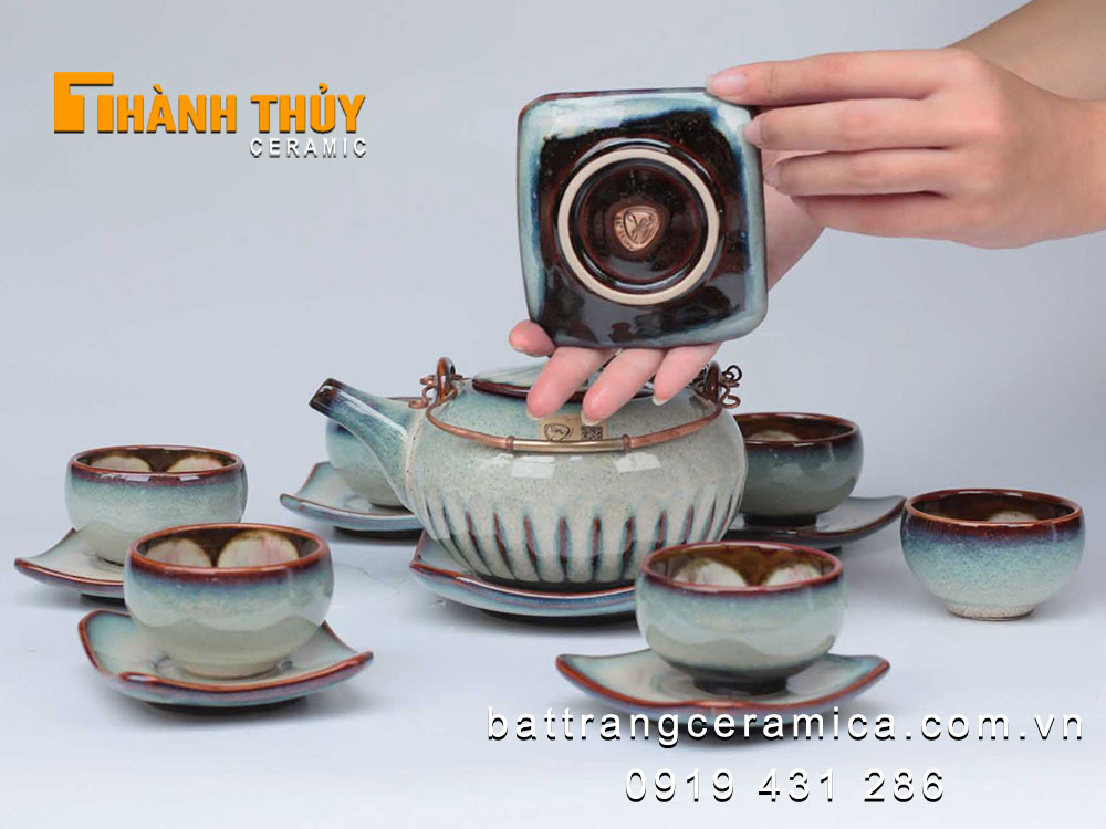 Bộ ấm chén men hỏa biến cao cấp nghệ thuật độc đáo hút khách