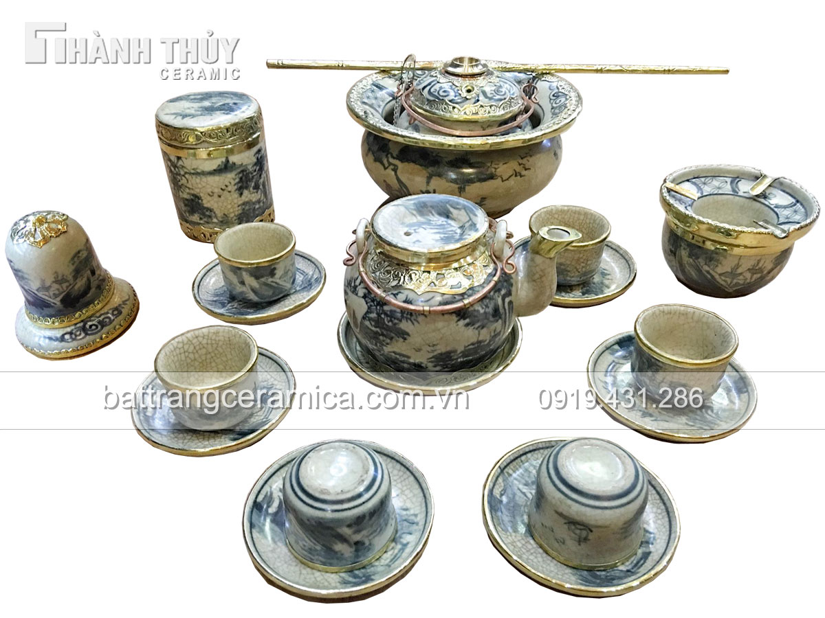 Bộ ấm chén dáng nắp lõm cao cấp quà tặng hội nghị độc đáo