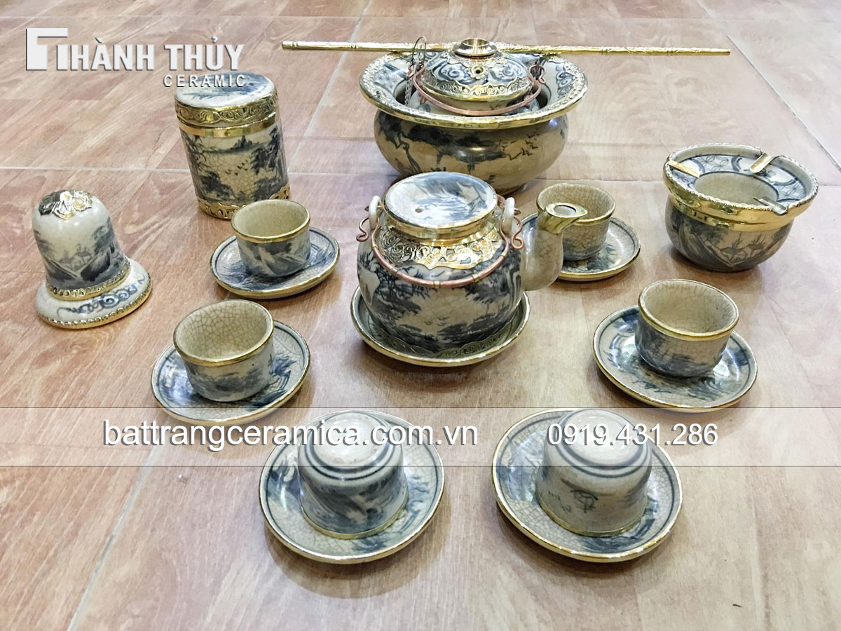 Bộ ấm chén dáng nắp lõm cao cấp quà tặng hội nghị độc đáo