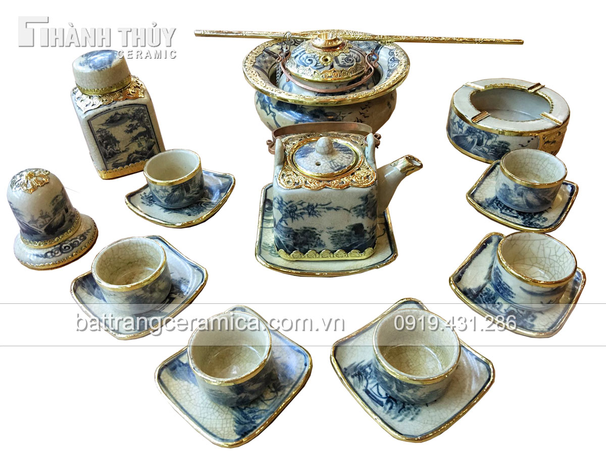 Bộ ấm chén vuông sang trọng Phụ kiện đầy đủ Quà tặng độc đáo