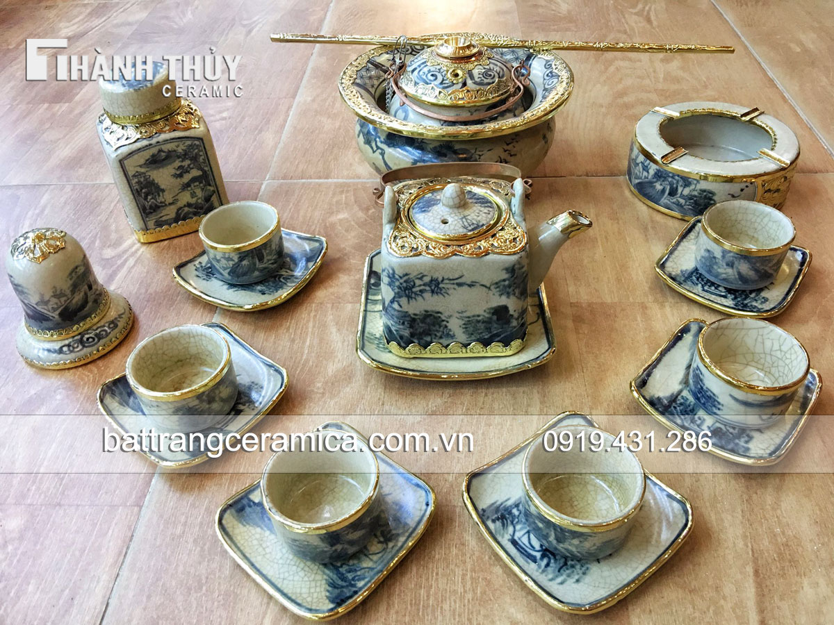 Bộ ấm chén vuông sang trọng Phụ kiện đầy đủ Quà tặng độc đáo