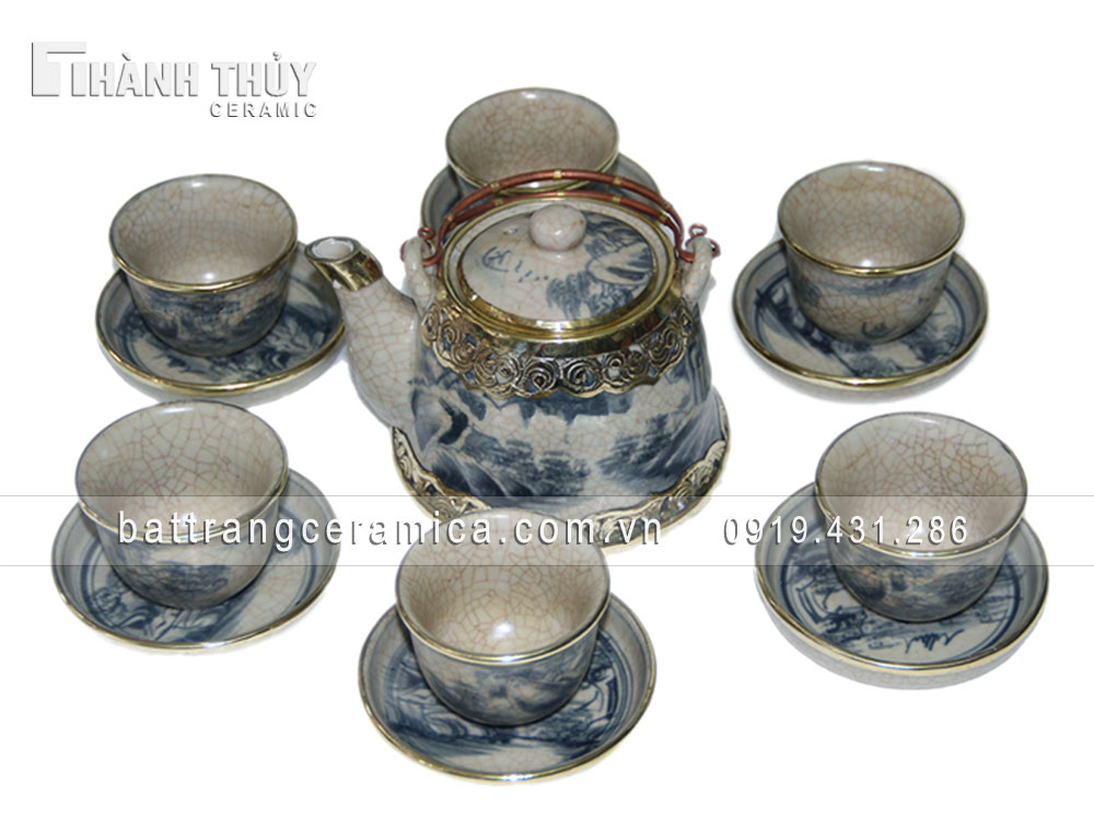 Bộ ấm chén men rạn cổ bọc đồng sang trọng tặng quà ý nghĩa Bộ ấm chén men rạn cổ bọc đồng sang trọng tặng quà ý nghĩa