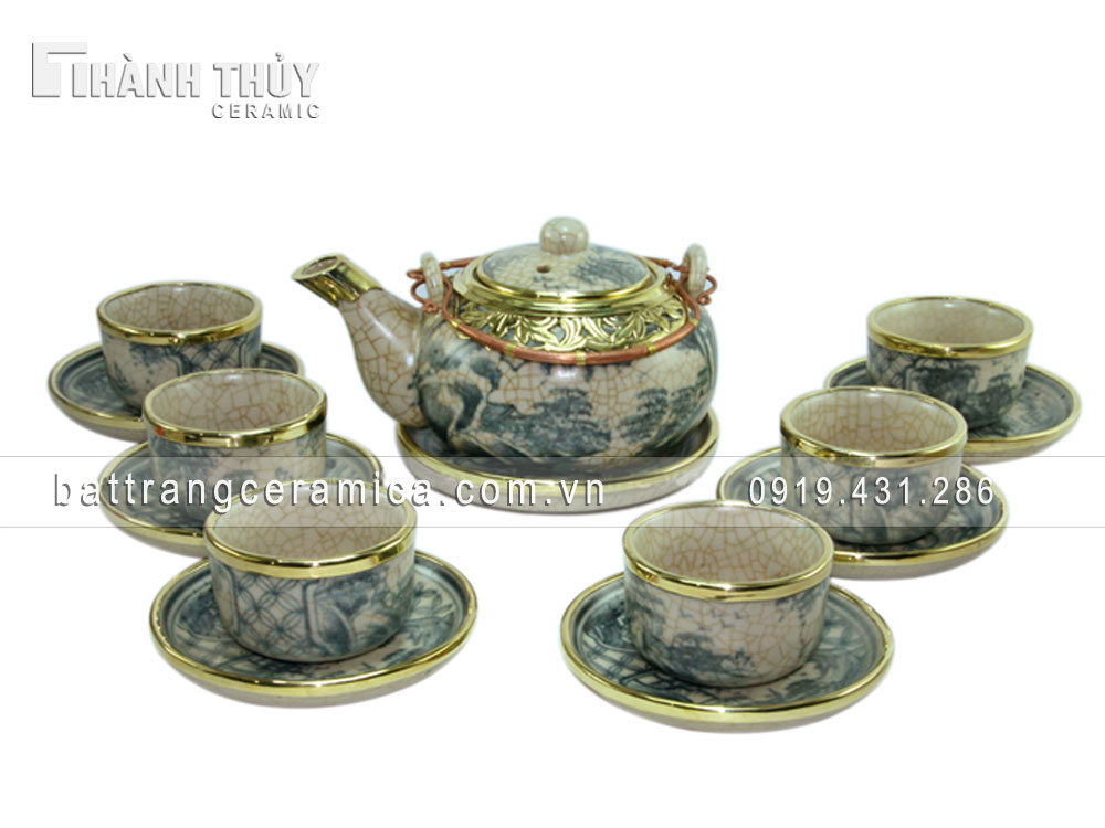 Ấm chén dáng Nhật bọc đồng cao cấp sang trọng giá tốt