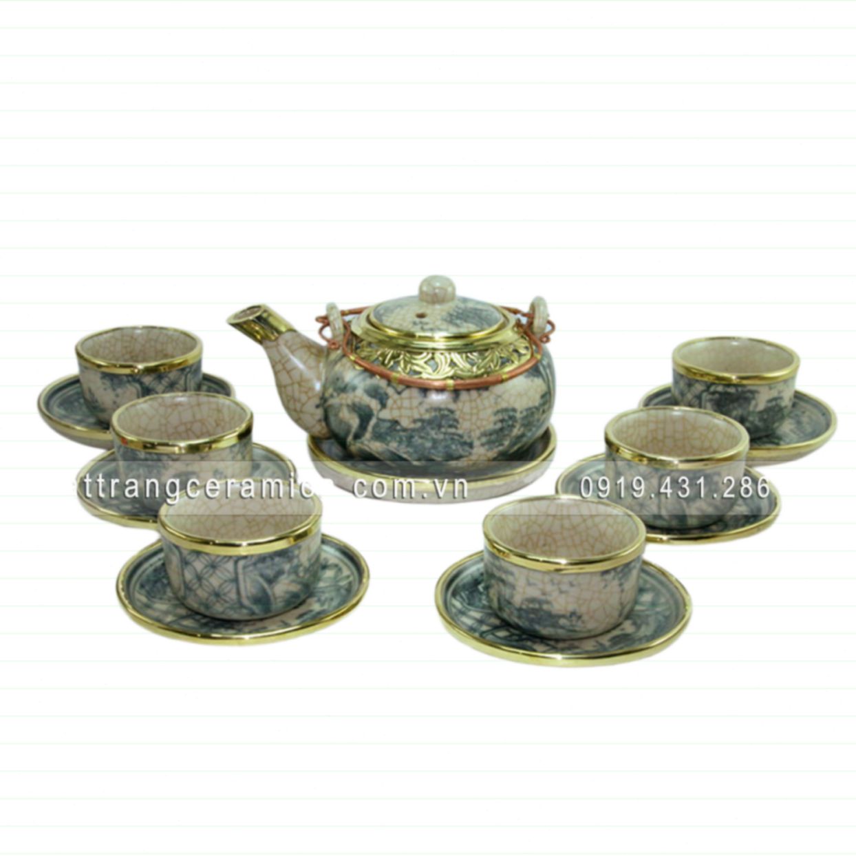 Ấm chén dáng Nhật bọc đồng cao cấp sang trọng giá tốt 