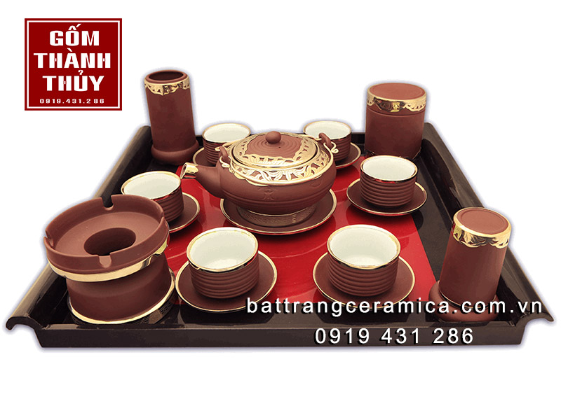 Bộ trà tử sa miệng rộng quai đồng pha trà đẳng cấp sang trọng