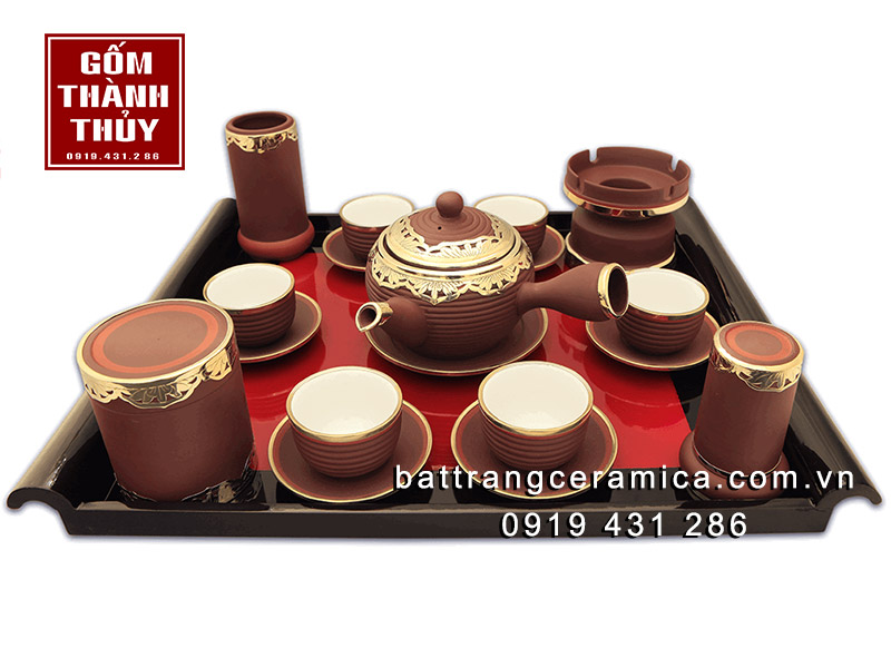 Bộ trà miệng rộng tay ngang đồng bạch chất lượng cao quà tặng sang trọng Bộ trà miệng rộng tay ngang đồng bạch chất lượng cao quà tặng sang trọng