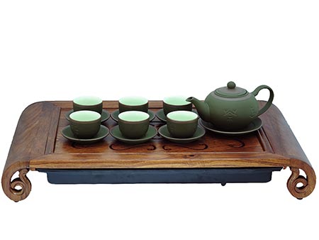 Tống phúc lộc thọ gốm xanh chỉ bạc bộ ấm trà cao cấp sang trọng 