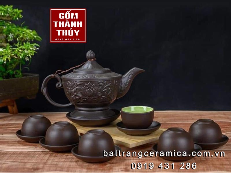 Ấm trà hoàng gia gốm Bát Tràng cao cấp sang trọng giá tốt 